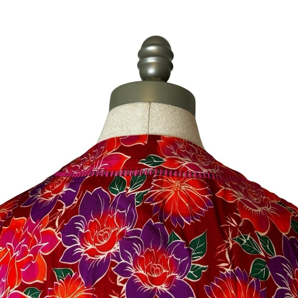 Paloma Blue Bowie CREPE DE CHINE Kimono Wrap Maxi Colorful Floral Dress Size XS - Picture 13 of 16